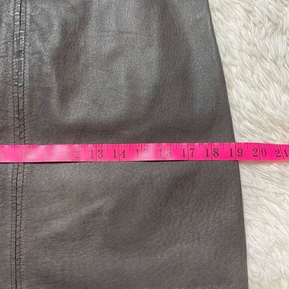 Sandwich Leather Sheath Dress Grey Lined Size 36 Small From Europe Fitted Flatte - Picture 4 of 12